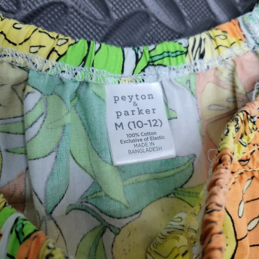 Peyton & Parker Girls Citrus Fruit Print Tiered Dress Size 10-12 Orange Lemon